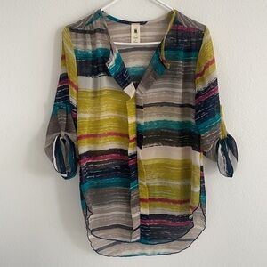 Needle & Thread Mutlicolor Roll Up Sleeve Blouse